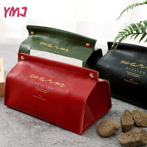 1Pc PU Leather Tissue Boxes Container for Kitchen Car Home Towel Table Napkin Papers Dispenser Holder Box Case Table Decoration