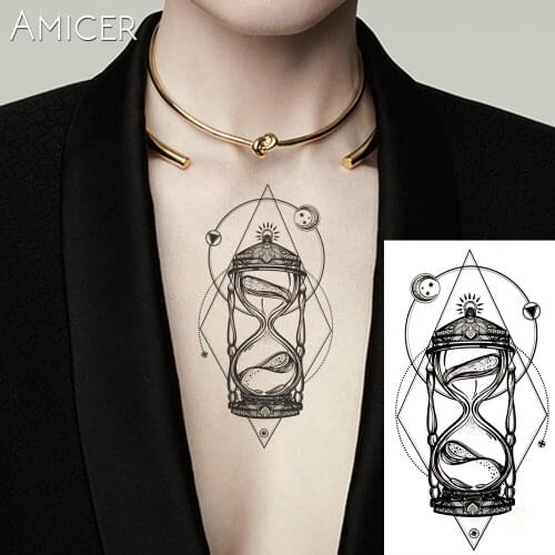 1PC Light Hot Black White Large Flower Henna Temporary Tattoo Black Mehndi Style Waterproof Tattoo Sticker