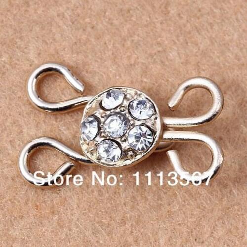 10 Set Crystal Hook & Eyes Clasp Waist Extender Sewing Button Acessories WB24