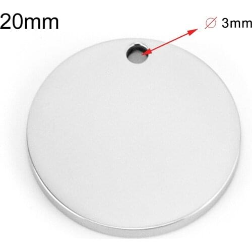 100% Stainless Steel Blank Round Tag Charm For Jewelry Making 15/20/25/30/35mm Circle Metal Tag High Polished Wholesale 50pcs