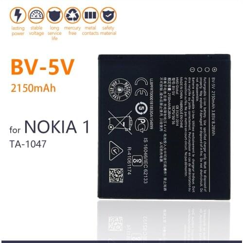 100% Genuine BV-5V Battery For Nokia 1 TA-1047 BV 5V bv5v 2150mAh Phone In Stock New Batteries+Tracking number