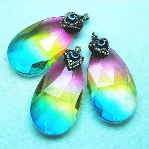 3pcs new glass pendants with rhinestone hot selling items 52x29mm with best wholesale price free shipping crystal pendants good