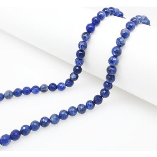 4-12mm Natural Gemstone Round Cutting Blue Sodalite Loose Bead Bracelet Necklace Jewelry Making DIY Unique Energy Crystal Purify