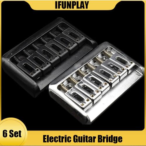 6set Electric Guitar String Through Body Bridge 6 String Fixed Bridge Hard Tail Parts Black/Chrome