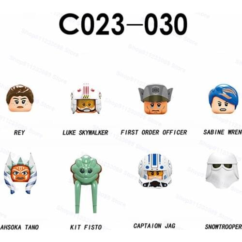 8pcs/set Rey Luke Ahsoka Tano Snowtrooper Assemble Building Blocks Bricks Star Model Figures Wars Toy Children Gift C023-030