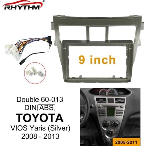 9 Inch Car Fascia For TOYOTA VIOS Yaris 2008-2013 Double Din Car dvd Fascias Frame Audio Fitting Adaptor Facia Panel Dashboard