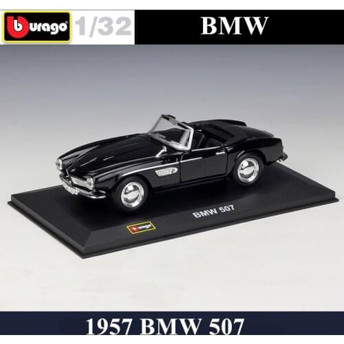 Bburago 1:32 1957 BMW 507 simulation alloy car model plexiglass dustproof display base package Collecting gifts
