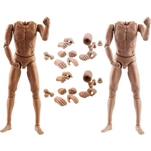 1/6 Scale Male Naked Muscle Body Poseable 28 Joints Moveable Narrow Shoulders with Neck 12" Action Figure Doll Toys