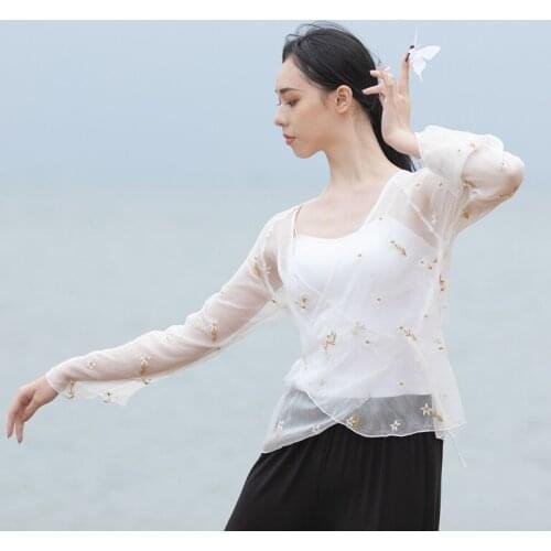 Fairy Classical Dancewear For Adult Ballet Dance Tops Embroidery Ballerina Costume Dancer Outfits Lyrical Practice Wear JL2071