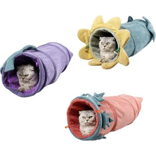 Tunnel Tunnel Pet Tube Collapsible Play Corduroy Exercising Training Y5GB