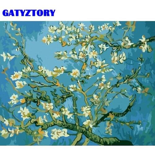 GATYZTORY 40x50cm Framed Paint By Numbers HandPainted Diy Gift Apricot Flower Painting Acrylic Color On Canvas Wall Art Pictures