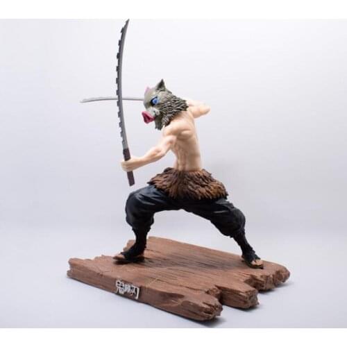 Demon Slayer Character Hashibira Inosuke Fight Ver. with 2 Heads Figure Model Toys 20cm