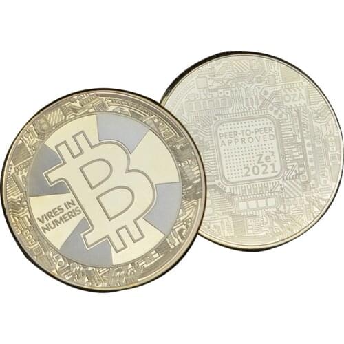 Interesting gold and silver collectible coins, Dogecoins, Bitcoins, Lucky Coin memorabilia, home decor crafts and table decor