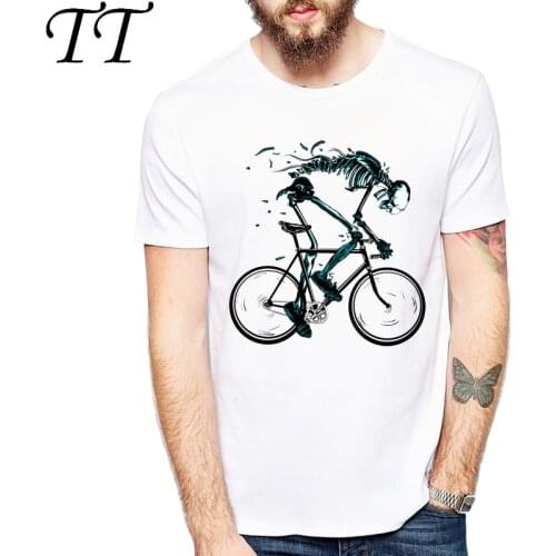 Worn out Bikes T-shirts Men Funny Skeleton Design Short Sleeve O-neck Tshirts Fashion Summer Style Tops Tees