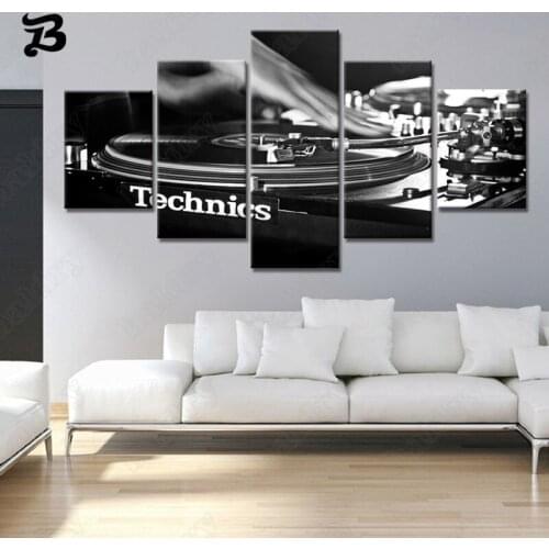 Canvas Painting 5 Pieces Music Equipment Black and White Technics Canvas Posters and Print Home Decoration for Living Room Decor