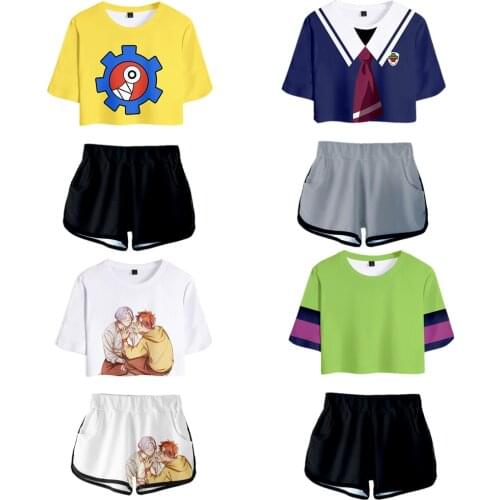 Anime SK8 The Infinity Reki Kyan Langa Miya Chinen Hasegawa Cosplay Costume Short T-shirt Showing Belly Sexy Summer