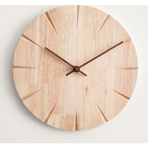 Creative Nordic solid wood wall clock office living room wall clock decoration high grade wooden wall clock Silent clock