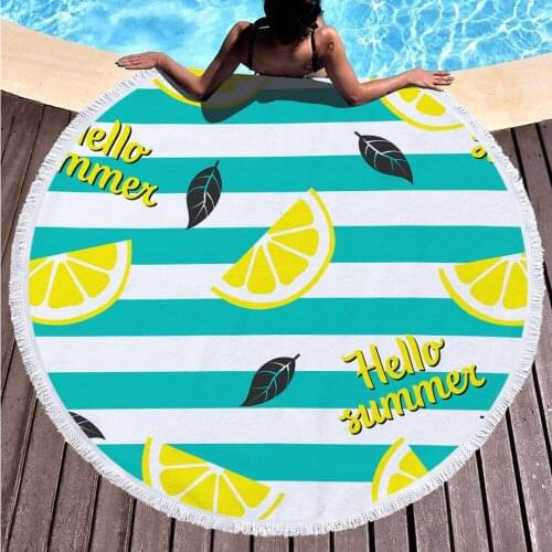 Round beach towel pineapple digital printing round beach towel with fringe