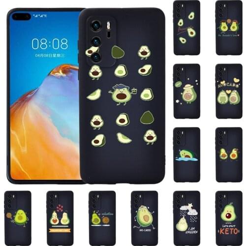 Soft TPU Silicone Phone Case for Huawei P20/P20 Pro/P30 Pro/P30 Plus/P30 LITE/P40/P40 Pro Avocado Pattern Anti-drop Back Cover