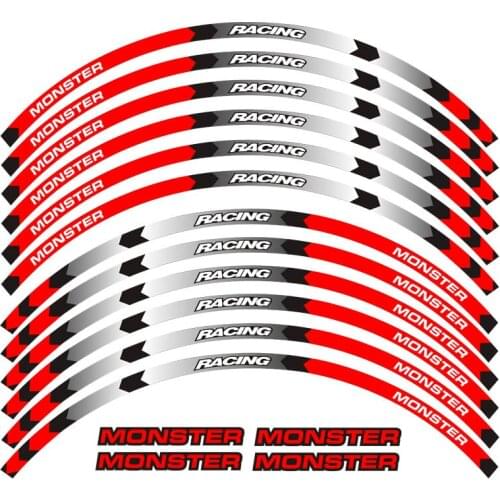 A set of 12pcs high quality motorcycle wheel decals waterproof Reflective stickers rim stripes For DUCATI MONSTER