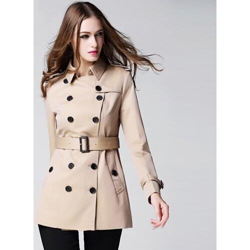 2018 new winter clothes Factory price high quality England styleWomens cotton trench coat double-breasted Overcoat female coat