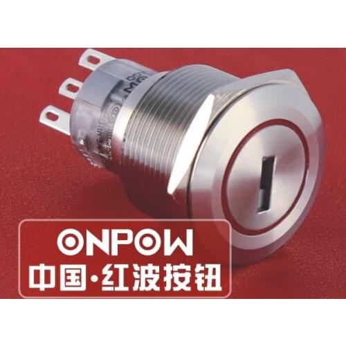 ONPOW 22mm Two posistion Maintain 250V ON/OFF 1NO1NC Stainless Steel Key Switch (GQ22-A-11Y/21/S) CE, RoHS