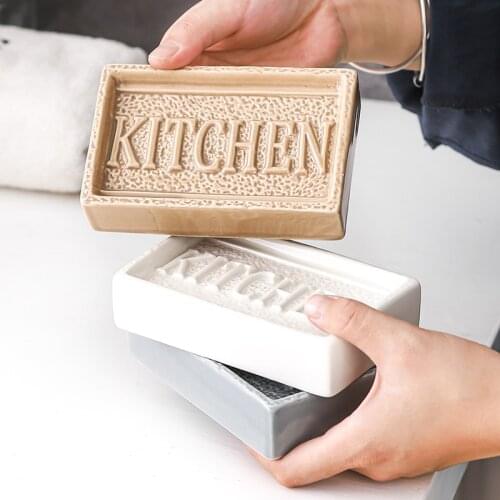 Bathroom Storage Organization Portable Soap Holder Kitchen Embossed Ceramic Soap Dish Porte Savon Jabonera For Home And Hotel
