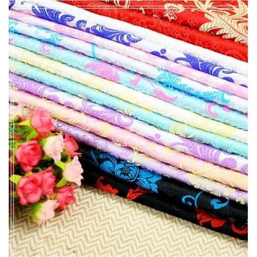 Brocade jacquard cloth costume Hanfu kimono silk satin fabric Tangzhuang Qipao Phoenix peony flower/100cm*70cm