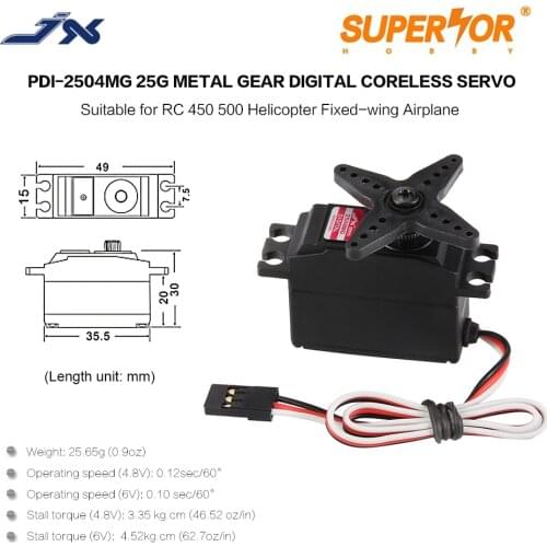 PDI-2504MG JX 25g coreless mini servo 0.1 sec high speed Metal Gear digital for 450 500 helicopter Airplane Remo Hobby Smax