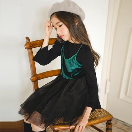 2018 Autumn Winter Baby Toddler Teenage Children Clothes Patchwork Girl Princess Dress Long Sleeve Kids Dresses For Girls JW4119