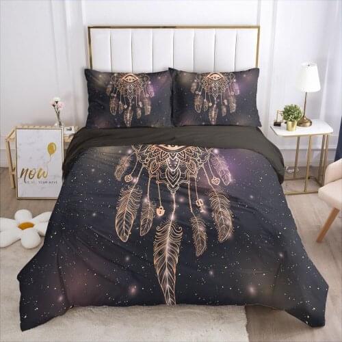 Duvet Cover Set Bedding Sets Feather Quilt Covers Pillowcases Blanket Cases 3D Bohemian King Queen Full Twin Size Bed Linen