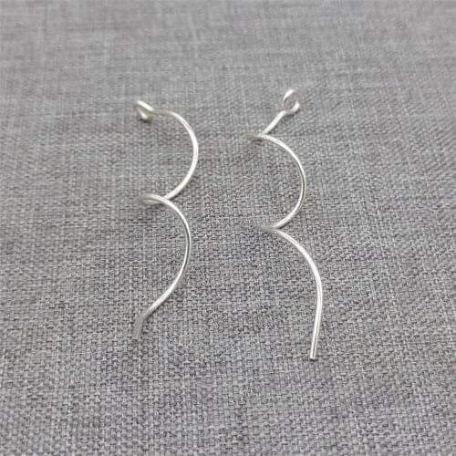6prs of 925 Sterling Silver Spiral Wave Wire Charms for Earring