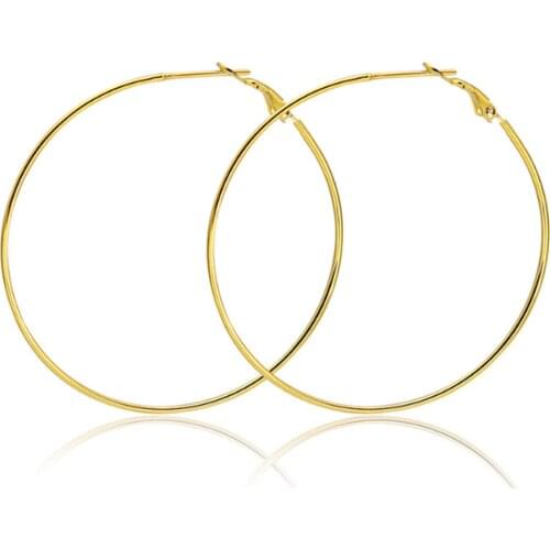 316L Stainless Steel Simple Round Exaggerated Big Earrings Fashion Trend Shrimp Bow Buckle Thin Earrings