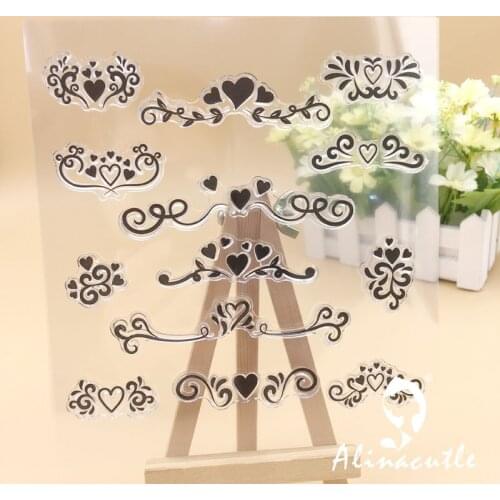 CLEAR STAMPS Heart Vintage Edge DIY Scrapbooking Card album paper craft rubber roller transparent silicon stamp AlinaCraft