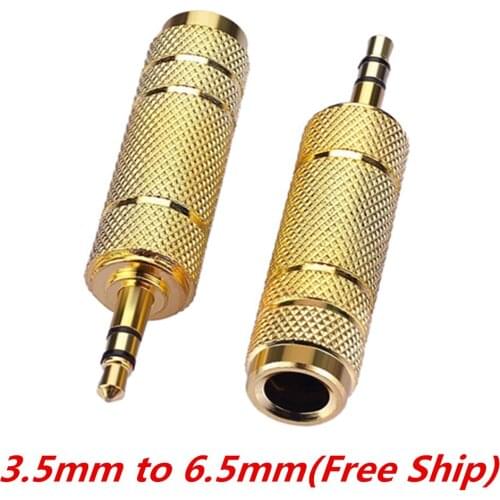 Whole Sale 6.35mm Male Plug to 3.5mm Female Connector Headphone Amplifier Audio Adapter Microphone AUX 6.3 3.5 mm Converter