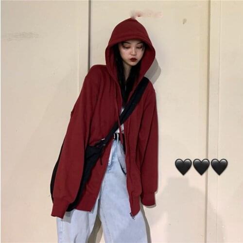 Plus size Hoodies Women Harajuku streetwear kawaii oversized zip up sweatshirt clothing korean style long sleeve tops
