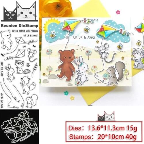 Reunion Animals Fly Kite Metal Cutting Dies and Stamps for DIY Scrapbooking Photo Album Decorative Embossing DIY Paper Cards New