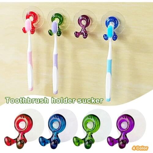 Self-Adhesive Toothbrush Toothpaste Holder Plastic Cute Sucker Suction Bathroom Organizer Family Tools Accessories 2
