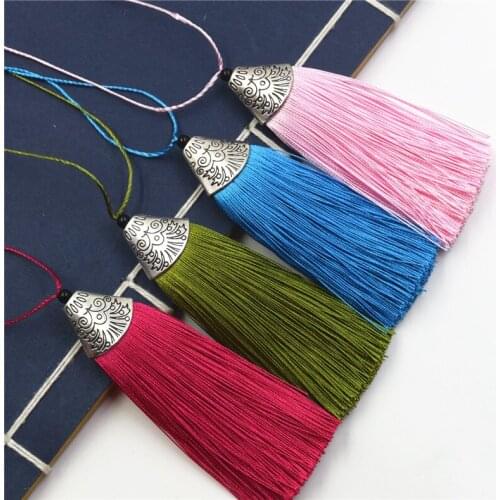 SEA MEW 5 PCS 80mm*20mm Handmade Polyester Tassel Pendant For Jewelry Making
