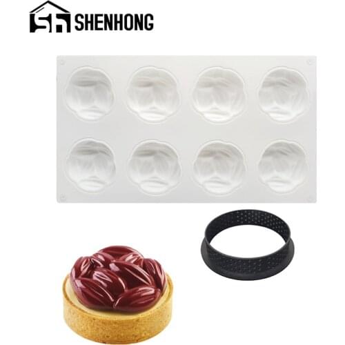 SHENHONG Silicone Cake Mold Chocolate Muffin Dessert Decorators Almond Mousse Pastry Baking Moulds Tart Ring Decorating Tools