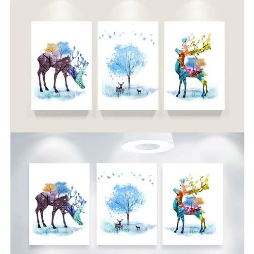 Modern Simple Rich Deer Decorative Painting Living Room Study Mural Painting Wall art canvas posters and prints wall pictures