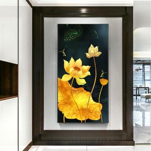 Modern Art Elegant Lotus Canvas Painting Wall Art Pictures for Living Room Home Decor (No Frame)