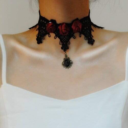 Wedding choker necklaces Cristal Gland De Tatouage Choker Collier Noir Dentelle Choker Collier Vintage Femmes Bijoux De Mariage