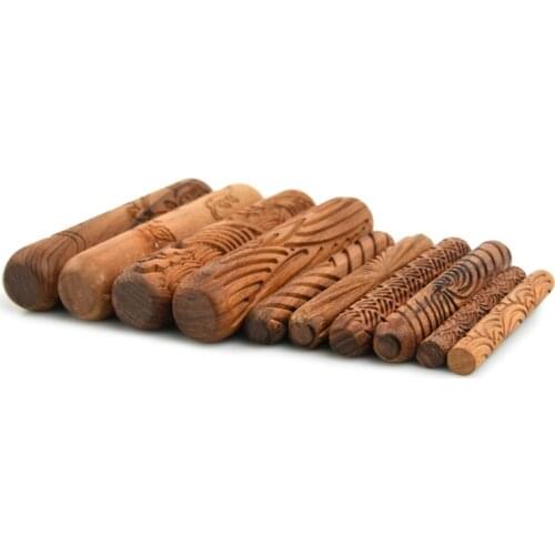 Wood Texture Roll Pressed Printing Texture Tools Polymer Clay Ceramic Pottery Tools Rolling Pin 10pcs/set Pottery Tools