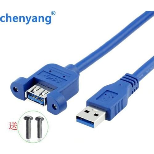 High Speed USB 3.0 Male To Female USB 3.0 Extension Cable Wire Computer Host Panel Mount Screw USB Connector Adapter