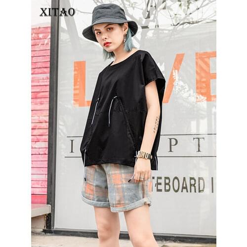 [XITAO] New Women Korea Fashion 2019 Summer O-neck Short Sleeve Tee Loose Female Solid Color Casual Pullover T-shirt WBB3738