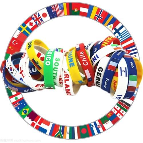 1pc Country Flag Engraved Bracelet Bangle Silicone Friendship Wristband Men Women Rubber Sports Wrist Band Hand Accessories Cuff
