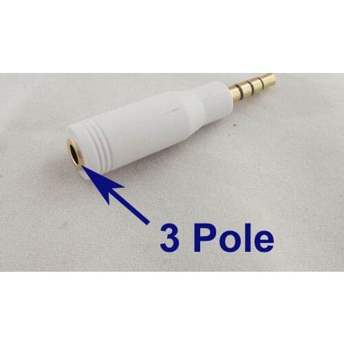 2pcs 3.5mm 1/8" Male Stereo 4 Pole To Female 3 Pole Audio Adapter Converter White