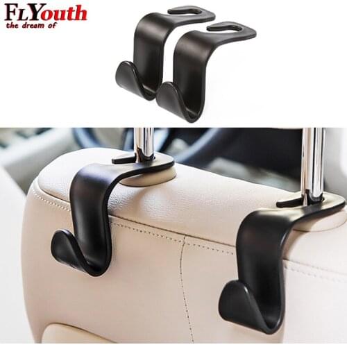 2pcs Creative Car Seat Back Hooks Hanger Organizer Universal Headrest Mount Storage Hook House Storage Simple Styling Car Coat