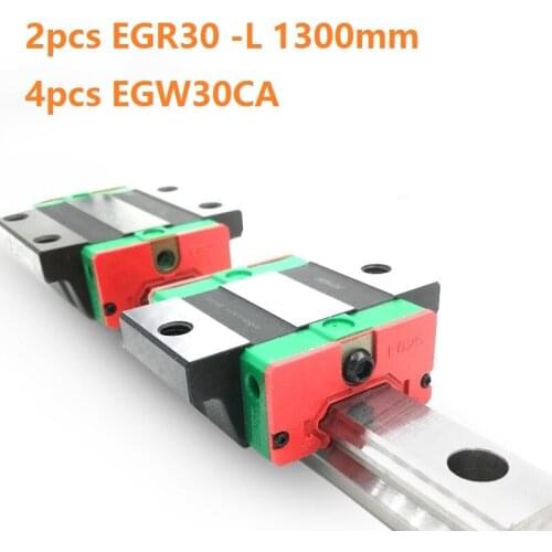 2pcs origial Hiwin rail EGR30 -L 1300mm linear guide + 4pcs EGW30CA flanged carriage blocks for CNC router